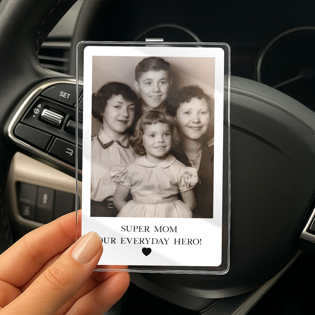 Custom Car Visor Clip with Photo and Text – Sentimental Gift for Mom – "The Day You Became My Mom" – Unique Memory Keepsake