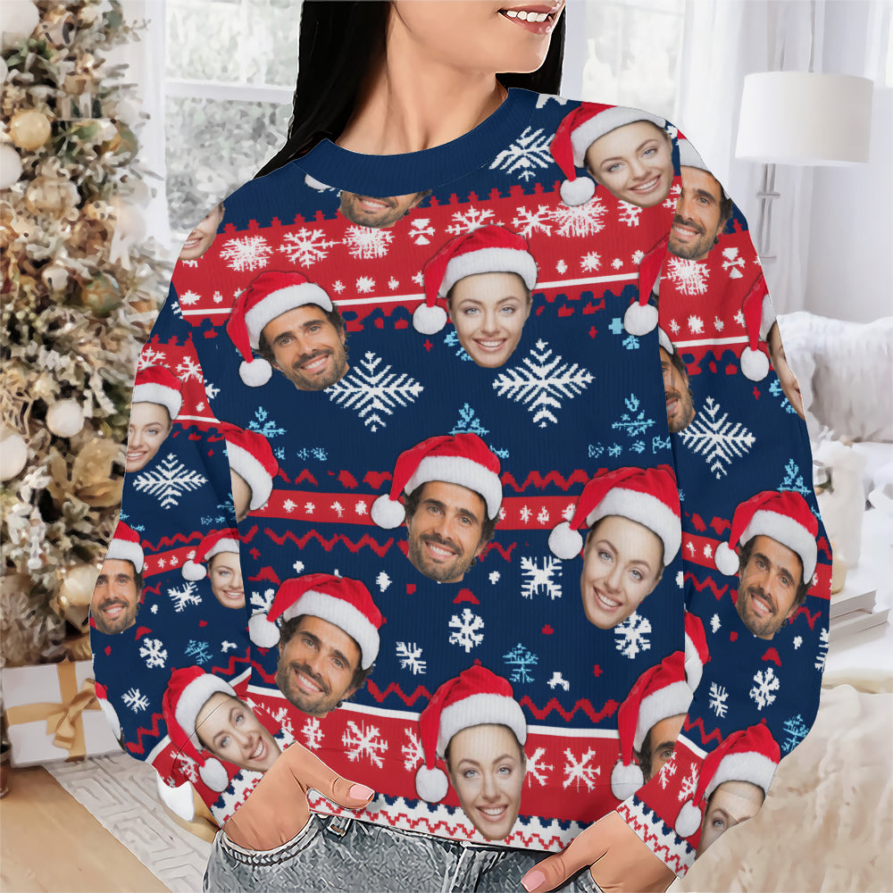 Personalized Gift Custom Ugly Christmas Sweater, Custom Face Crewneck Sweatshirt, Personalized Family Photo Sweater, Custom Gift for Men Women, Family Party Gifts Wool Sweater - LuthCreative