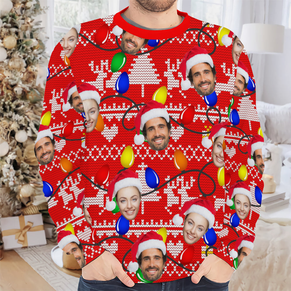 Personalized Gift Custom Ugly Christmas Sweater, Custom Face Crewneck Sweatshirt, Personalized Family Photo Sweater, Custom Gift for Men Women, Family Party Gifts Wool Sweater - LuthCreative