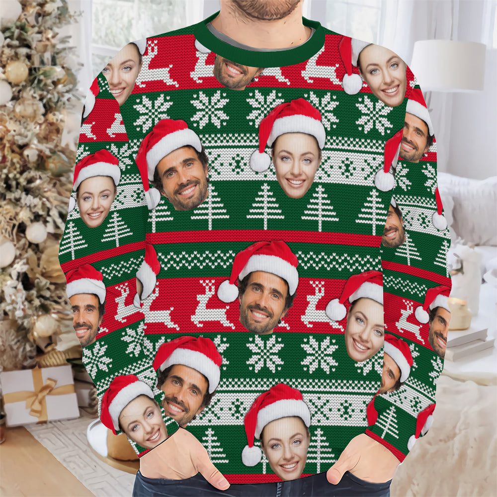 Personalized Gift Custom Ugly Christmas Sweater, Custom Face Crewneck Sweatshirt, Personalized Family Photo Sweater, Custom Gift for Men Women, Family Party Gifts Wool Sweater - LuthCreative