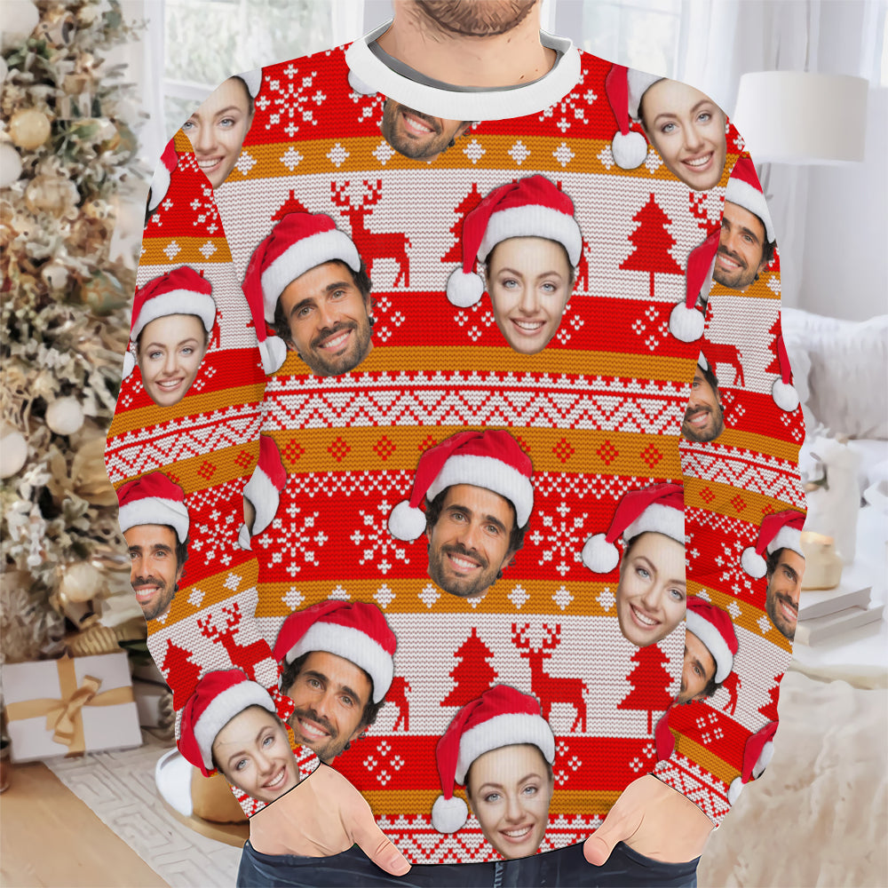 Personalized Gift Custom Ugly Christmas Sweater, Custom Face Crewneck Sweatshirt, Personalized Family Photo Sweater, Custom Gift for Men Women, Family Party Gifts Wool Sweater - LuthCreative