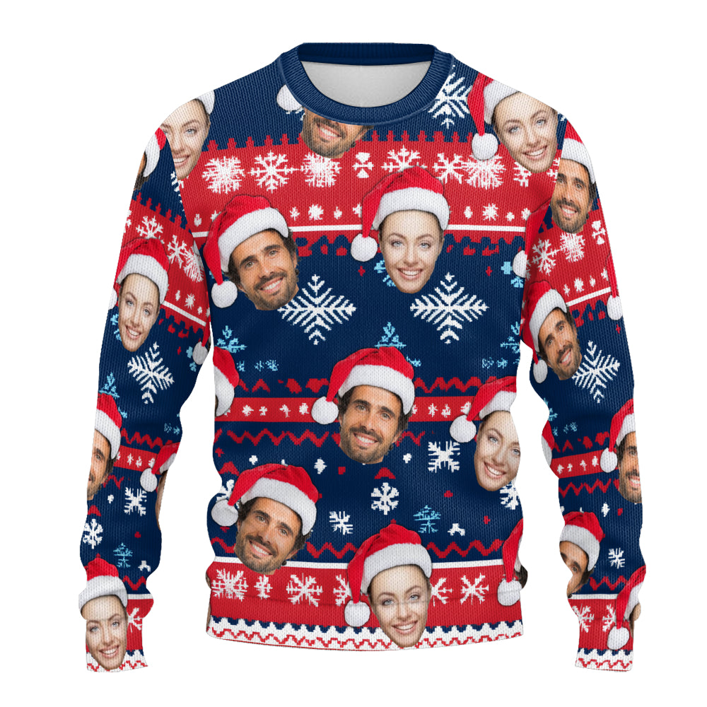 Personalized Gift Custom Ugly Christmas Sweater, Custom Face Crewneck Sweatshirt, Personalized Family Photo Sweater, Custom Gift for Men Women, Family Party Gifts Wool Sweater - LuthCreative