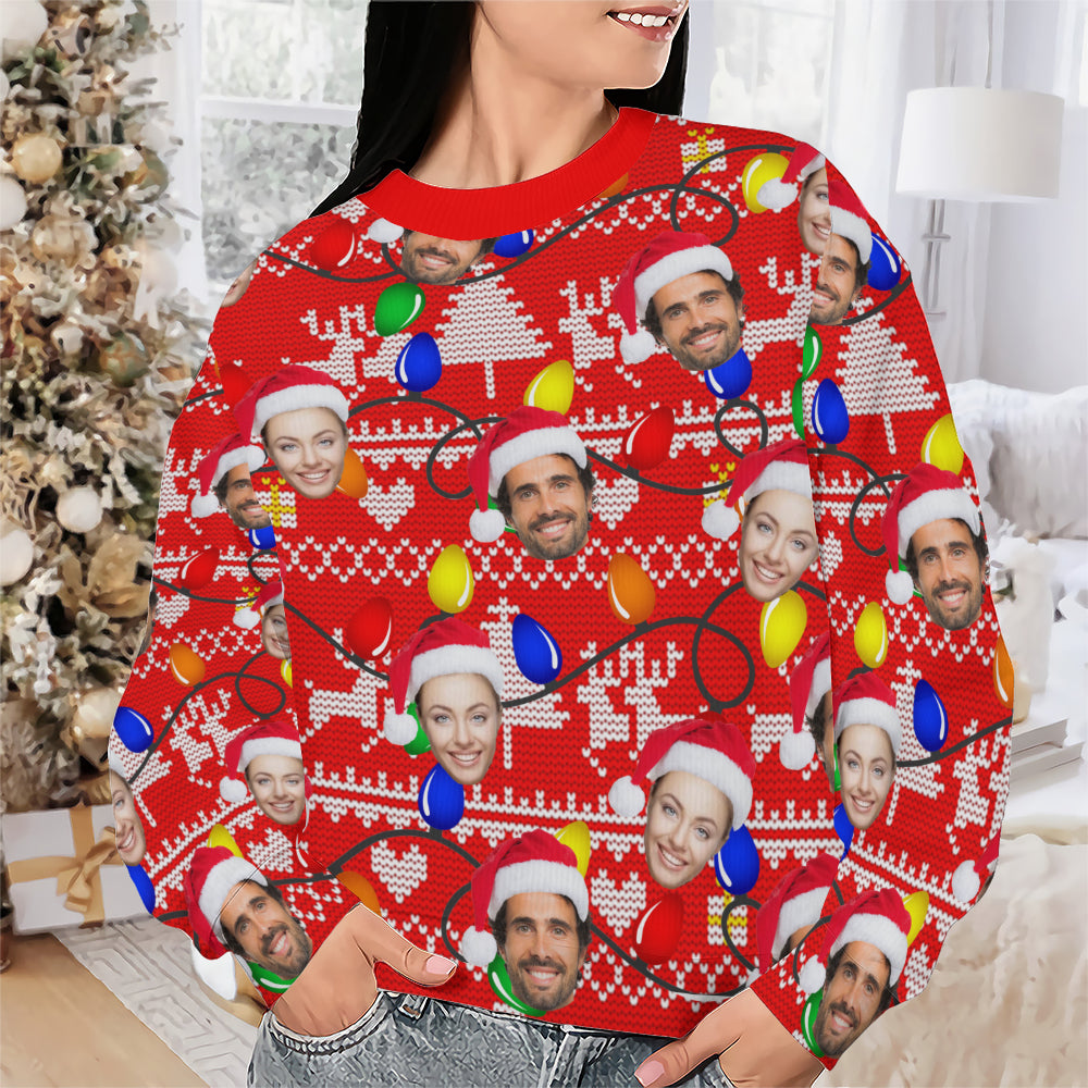 Personalized Gift Custom Ugly Christmas Sweater, Custom Face Crewneck Sweatshirt, Personalized Family Photo Sweater, Custom Gift for Men Women, Family Party Gifts Wool Sweater - LuthCreative