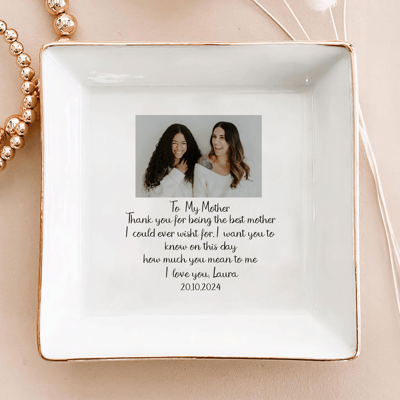 Personalized Ring Dish To My Mother Customized Ceramic Jewelry Tray, Gift For Mother, Birthday Gift - LuthCreative