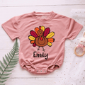 Thanksgiving Turkey Personalized Baby Romper - Short/Long Sleeve (0-2Y) - LuthCreative