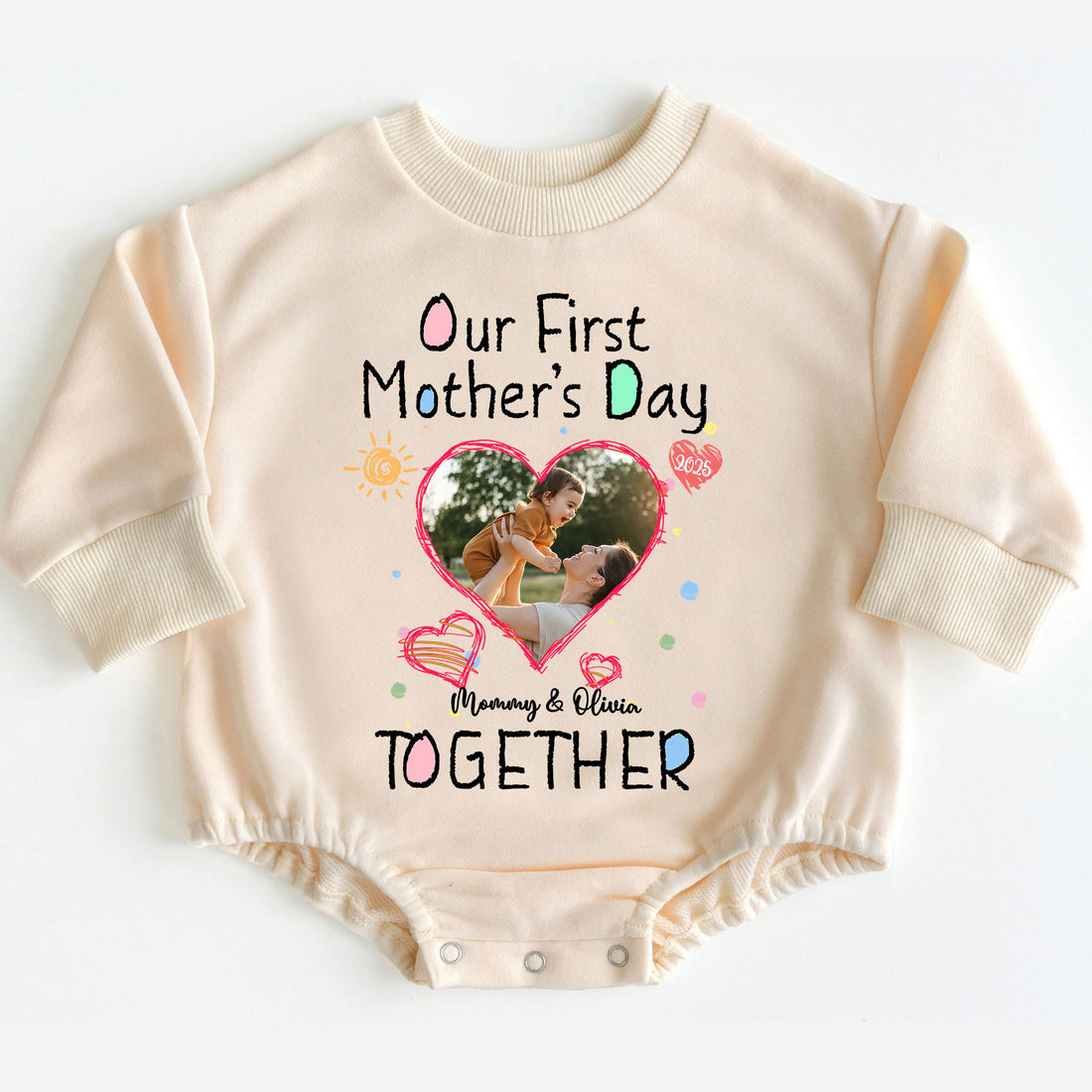 Make this first Mother's Day truly memorable with the 'Our First Mother's Day Together' Romper Baby Bodysuit. Order yours today and give the gift of love, comfort, and cherished memories that will last a lifetime!