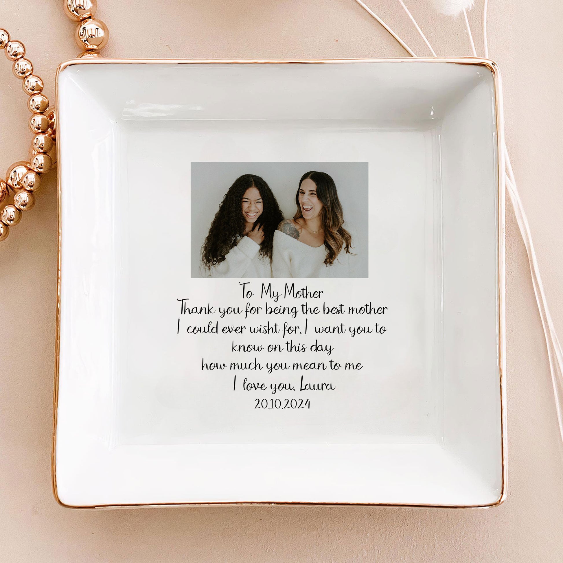 Personalized Ring Dish To My Mother Customized Ceramic Jewelry Tray, Gift For Mother, Birthday Gift - LuthCreative