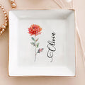 Personalized Ring Dish Customized Name and Flower Ceramic Jewelry Tray - LuthCreative
