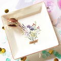 Personalized Ring Dish Customized Name and Flower Ceramic Jewelry Tray - LuthCreative