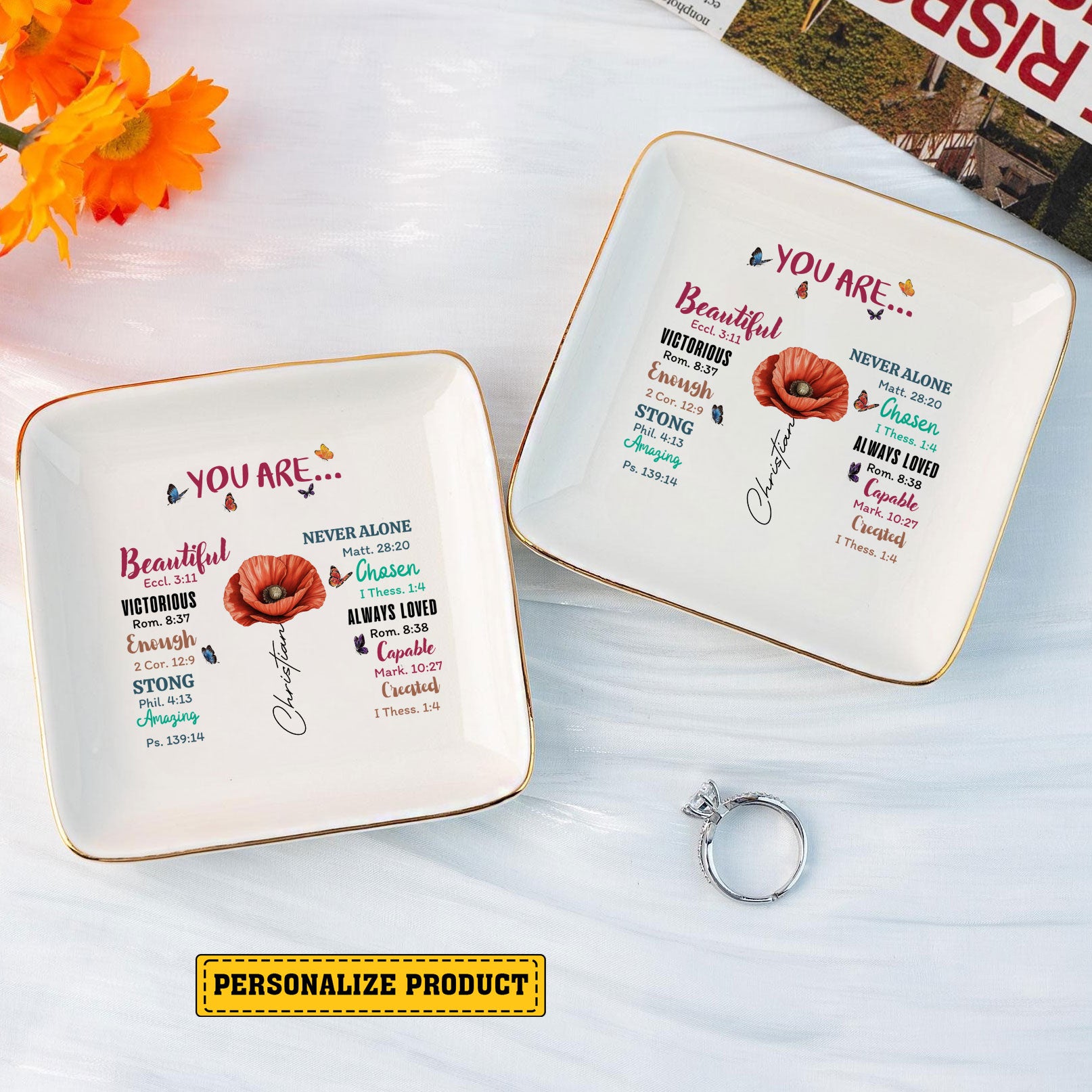 Personalized Ring Dish You Are Beautiful Jewelry Dish - LuthCreative