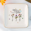 Personalized Jewelry Dish Sisters Are Diferent Flowers From The Same Garden Customized Gift for Sisters, Wedding Gift - LuthCreative