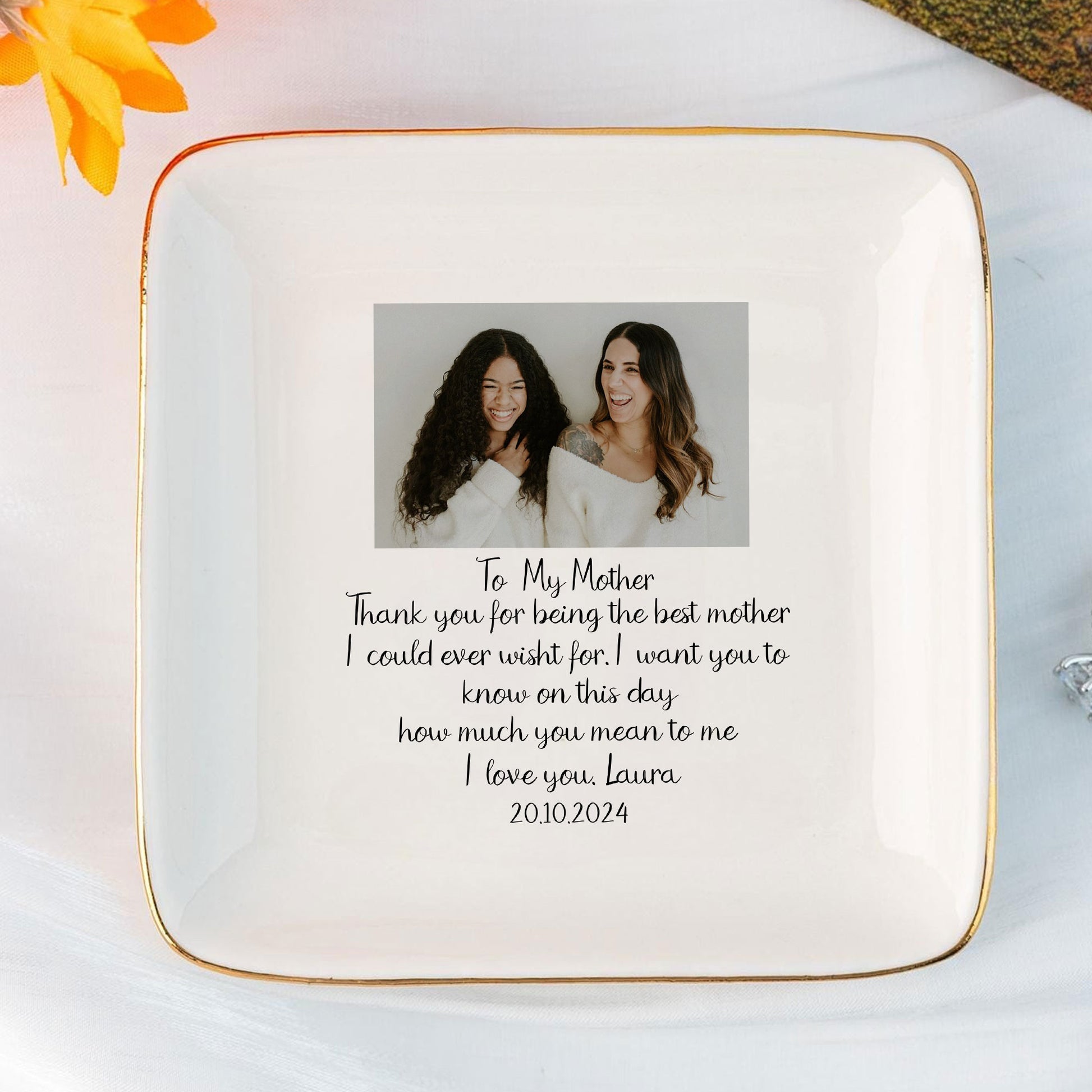 Personalized Ring Dish To My Mother Customized Ceramic Jewelry Tray, Gift For Mother, Birthday Gift - LuthCreative