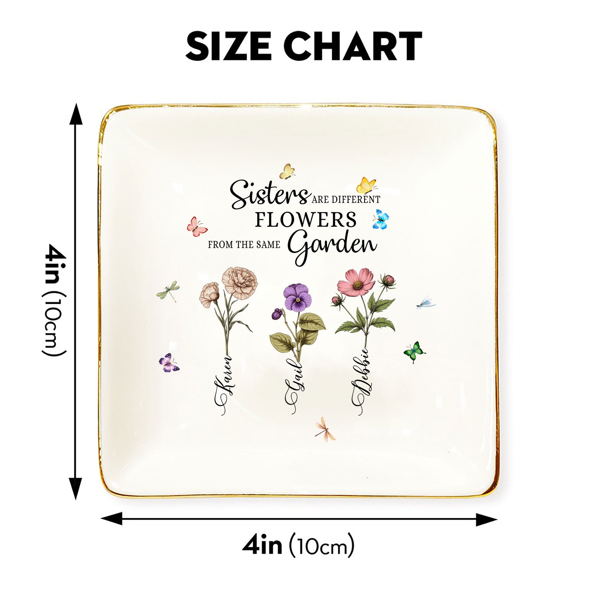 Personalized Jewelry Dish Sisters Are Diferent Flowers From The Same Garden Customized Gift for Sisters, Wedding Gift - LuthCreative