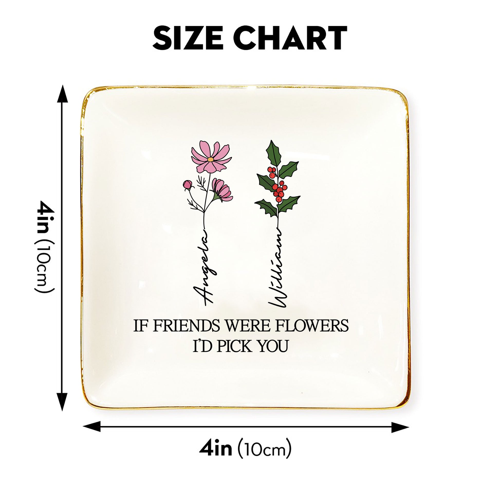 Personalized Ring Dish If Friends Were Flowers I'd Pick You  Customized Ceramic Jewelry Dish, Gift For Friends - LuthCreative