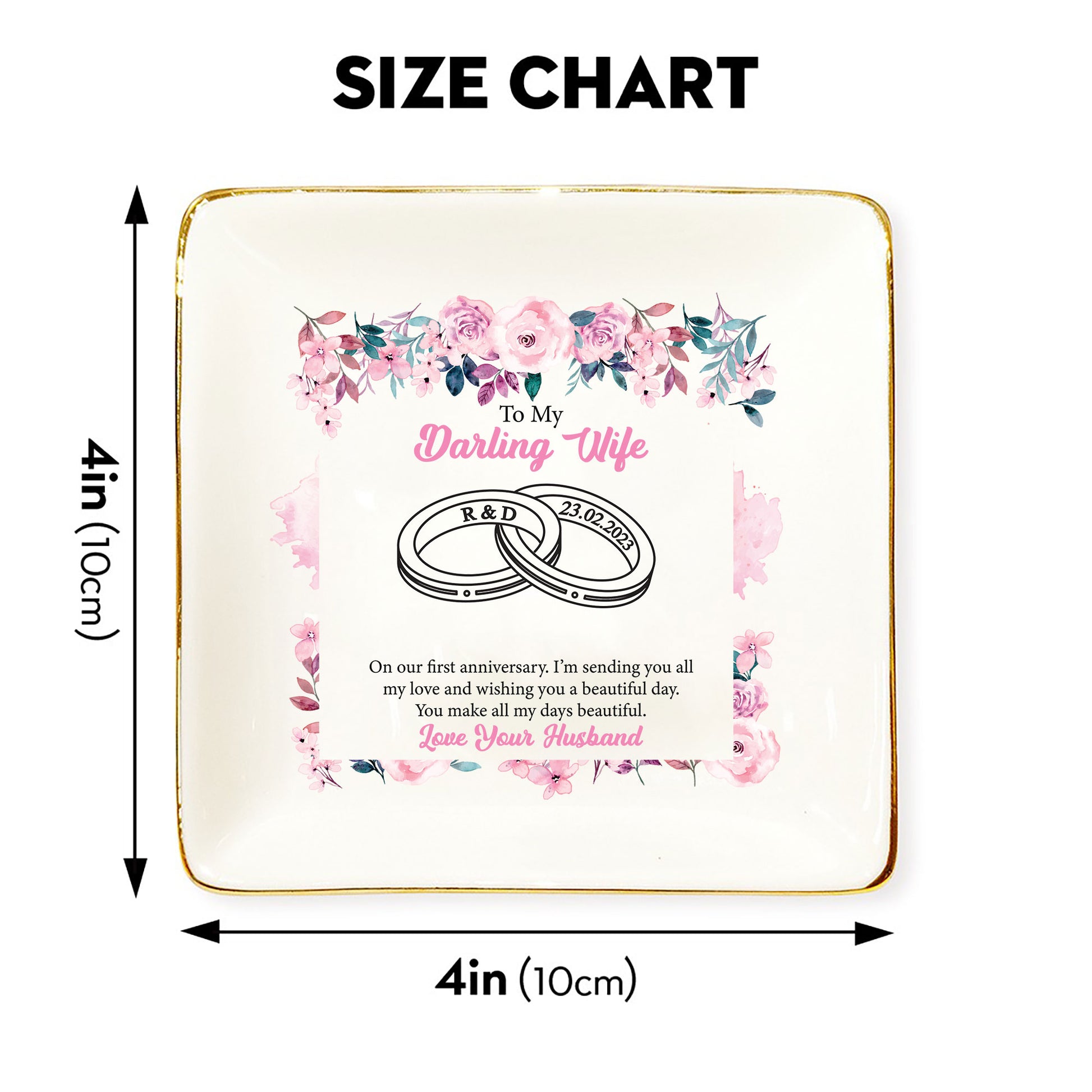 To My Darling Wife' Custom Ring Tray - Personalized Wedding Jewelry Dish - Romantic Gift - LuthCreative