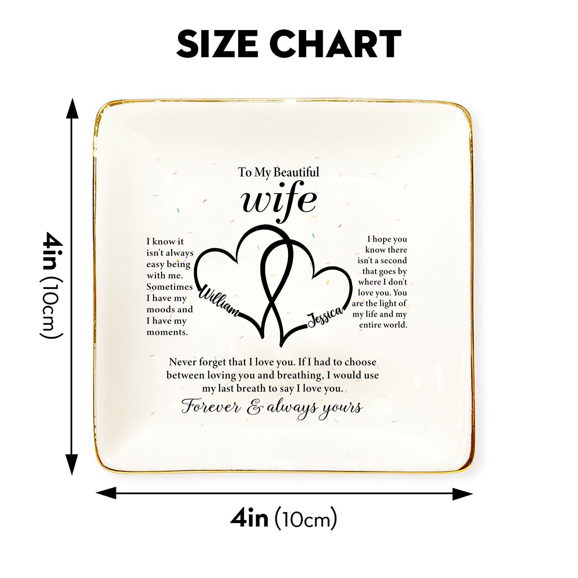 Personalized Ring Dish 'To My Beautiful Wife' - Custom Jewelry Holder - Romantic Wedding Day Gift for Bride - LuthCreative