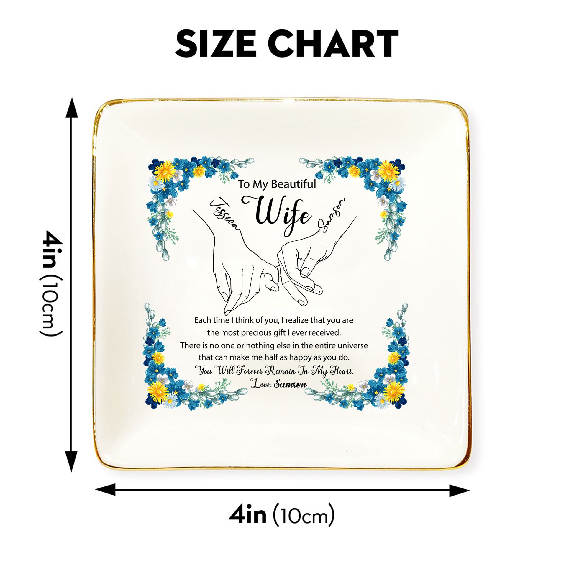 Personalized Wedding Ring Tray 'To My Beautiful Wife' - Custom Jewelry Organizer - Romantic Bridal Gift - LuthCreative
