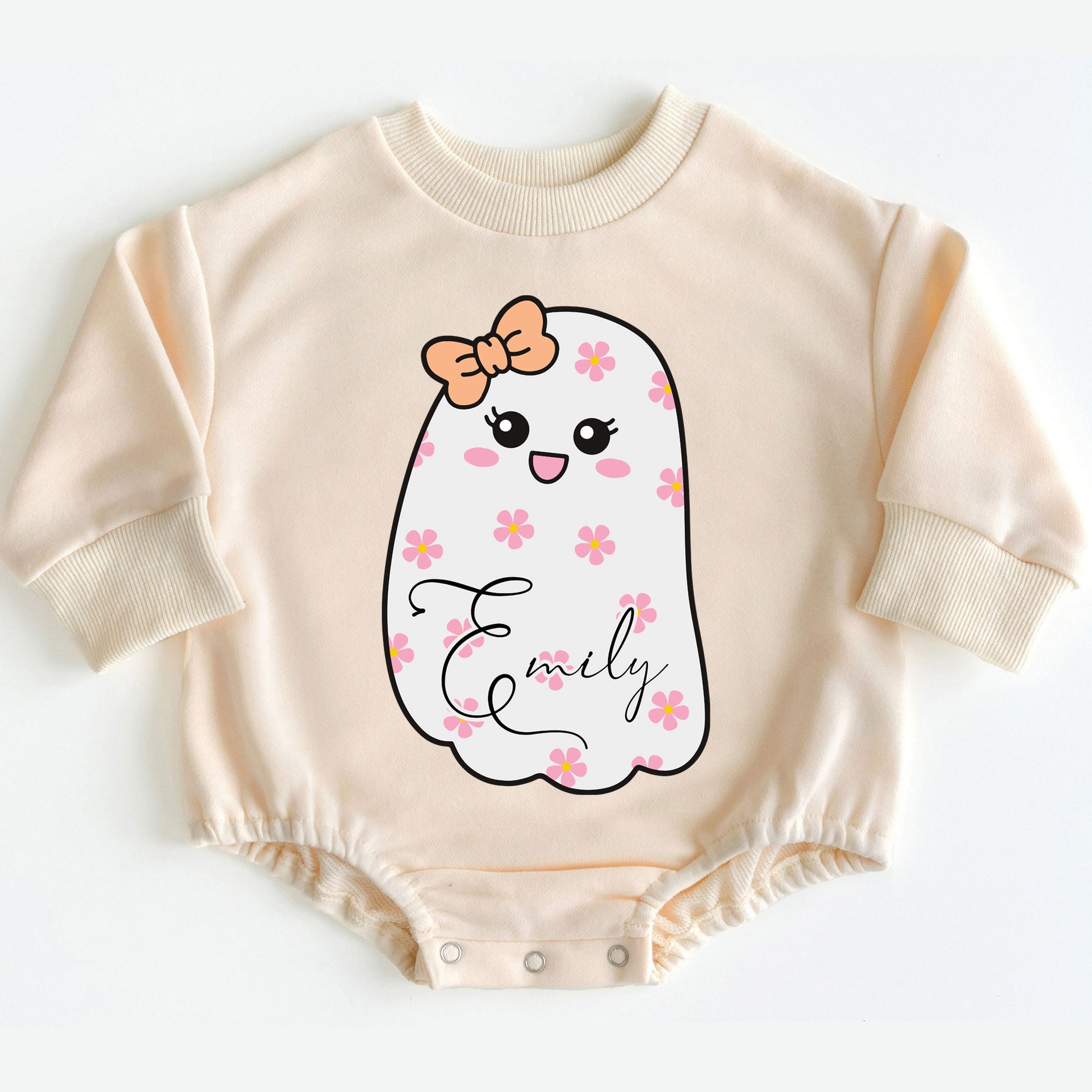 Baby Romper Long Sleeve Customize Little Boo Personalized Custom Babysuit - Gift For Baby - LuthCreative