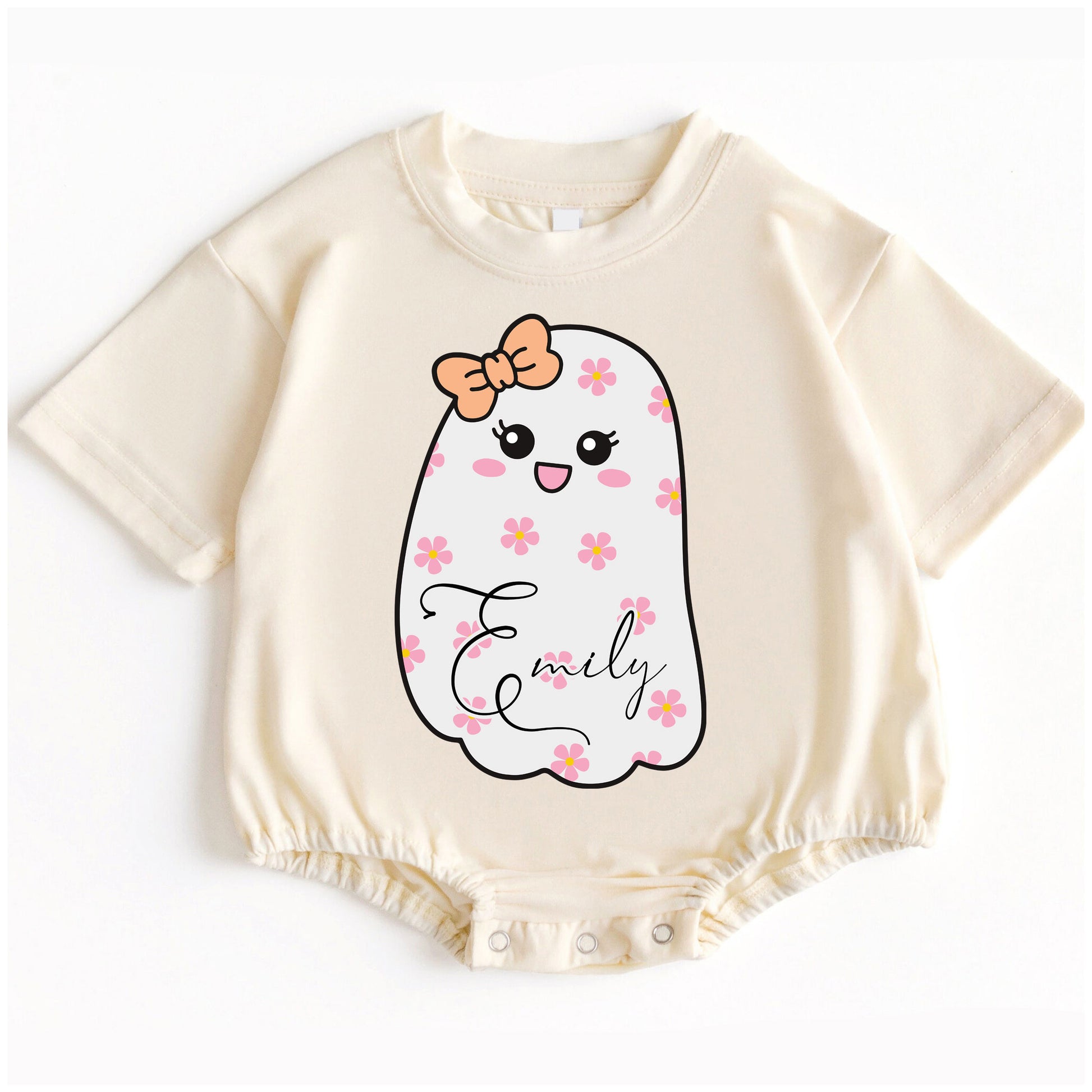 Baby Romper Long Sleeve Customize Little Boo Personalized Custom Babysuit - Gift For Baby - LuthCreative